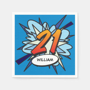 21. Geburtstag Lustig Retro-Comic Serviette