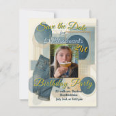 21. Geburtstag Mandelblüte blau-creme Ankündigung (Vorderseite)