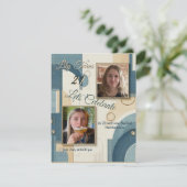 21. Geburtstag Mandelblüte blau-creme Ankündigung (Stehend Vorderseite)