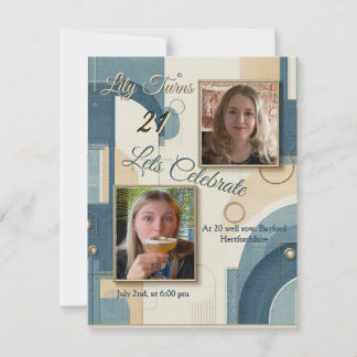 21. Geburtstag Mandelblüte blau-creme Ankündigung