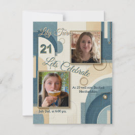 21. Geburtstag Mandelblüte blau-creme Ankündigung