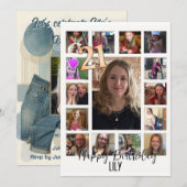 21. Geburtstag Mandelblüte blau-creme Einladung (Vorne/Hinten)