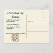 21. Geburtstag Mandelblüte blau-creme Einladungspostkarte (Rückseite)