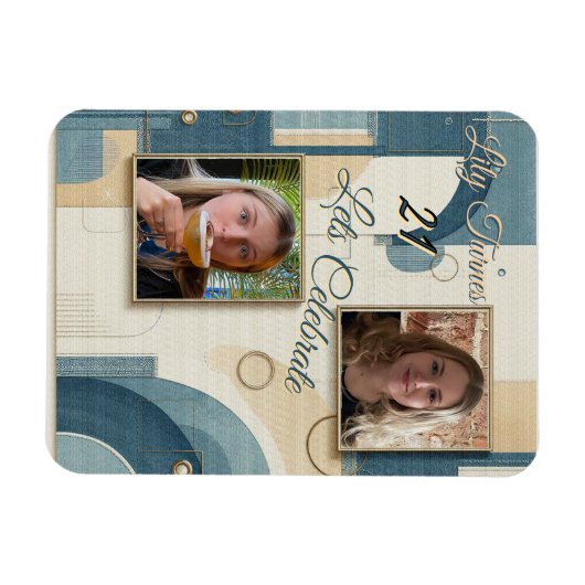 21. Geburtstag Mandelblüte blau-creme Magnet (Horizontal)