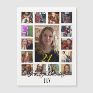 21. Geburtstag Mandelblüte blau-creme Magnetkarte