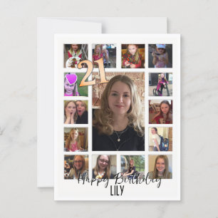 21. Geburtstag Mandelblüte blau-creme Postkarte