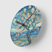 21. Geburtstag Mandelblüte blau-creme Runde Wanduhr (Winkel)