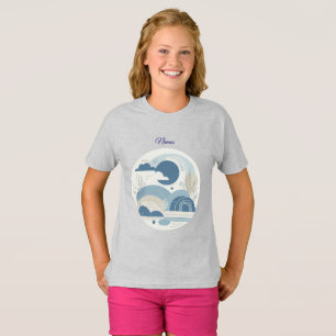 21. Geburtstag Mandelblüte blau-creme T-Shirt