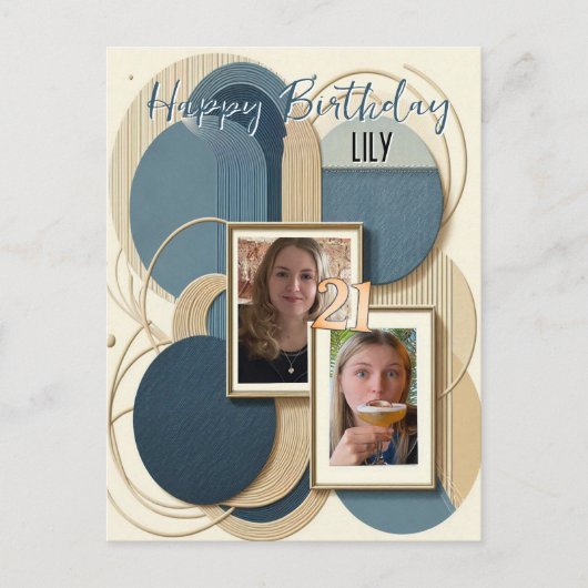 21. Geburtstag Mandelblüte blauen Creme Einladung (Vorderseite)