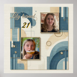 21. Geburtstag Mandelblüte blauen Creme Poster