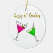 21. Geburtstag Martinis Keramik Ornament (Links)