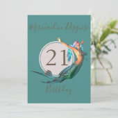 21. Geburtstag Meerjungfrau Thema Geburtstag Einladung (Stehend Vorderseite)