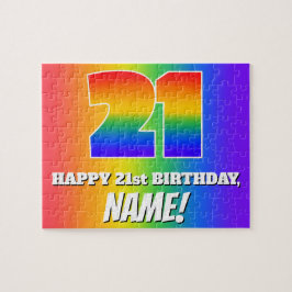 21. Geburtstag — mehrfarbiges Regenbogenmuster "21 Puzzle