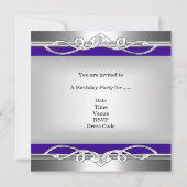 21. Geburtstag Metal Chrome Blue Silver Plaque Einladung (Rückseite)