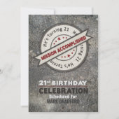 21. Geburtstag, Mission erfüllt, Einladung (Vorderseite)