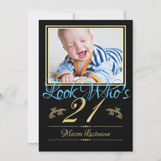 21. Geburtstag mit Foto Einladung (Vorderseite)