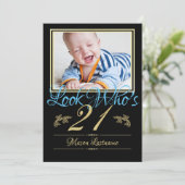 21. Geburtstag mit Foto Einladung (Stehend Vorderseite)