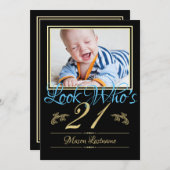 21. Geburtstag mit Foto Einladung (Vorne/Hinten)