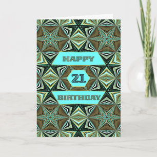 21. Geburtstag mit grünem abstraktem Design Karte