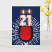 21. Geburtstag mit Wein und Kerzen Karte (Gelbe Blume)