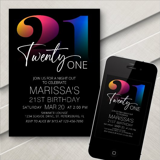 21. Geburtstag modern Einladung