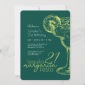 21. Geburtstag Modern Green Margarita Fiesta Einladung (Vorderseite)