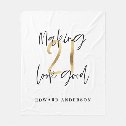 21. Geburtstag modern schwarz und gold stilvoll Fleecedecke (Vorderseite)