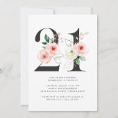 21. Geburtstag Moderne Rose Goldgrün Einladung (Vorderseite)