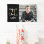 21. Geburtstag moderne Schwarz-Gold-Foto-Collage Banner (Insitu)