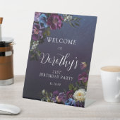 21. Geburtstag Moody Purple Blumen Custom Willkomm Sockelschild (In SItu)