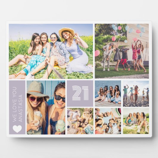 21. Geburtstag Multi Foto Collage Fotoplatte (Vorderseite)