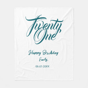 21. Geburtstag Name Datum Jahr blau Vorlage thi Fleecedecke