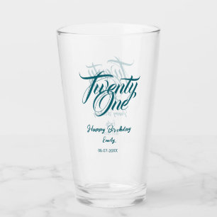 21. Geburtstag Name Datum Jahr blau Vorlage thi Glas
