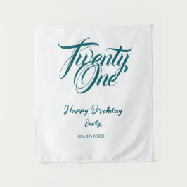 21. Geburtstag Name Datum Jahr blau Vorlage thi Wandteppich