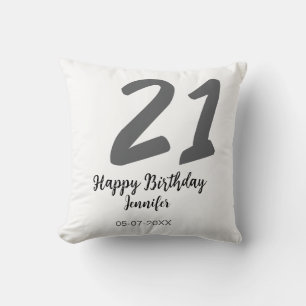 21. Geburtstag Name Datum Jahr schwarze Vorlage ge Kissen