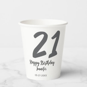 21. Geburtstag Name Datum Jahr schwarze Vorlage ge Pappbecher