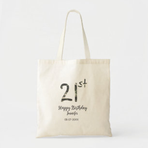 21. Geburtstag Name Datum Jahr schwarze Vorlage ge Tragetasche