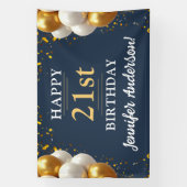 21. Geburtstag Navy Blue and Gold Celebration Banner (Vertikal)