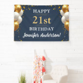 21. Geburtstag Navy Blue and Gold Celebration Banner (InSitu)