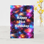 21. Geburtstag Neon Polygon Abstrakt  Karte (Gelbe Blume)