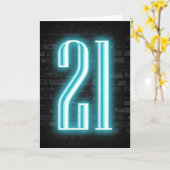 21. Geburtstag Neon Sign auf Brick Karte (Gelbe Blume)