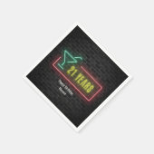 21. Geburtstag Neon Sign auf Ziegelwand Serviette (Ecke)