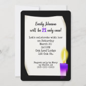 21. Geburtstag Neon-Zeichen mit Kerze Einladung (Rückseite)