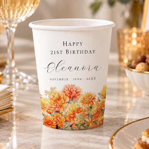 21. Geburtstag November Geburtstagsblume Chrysanth Pappbecher