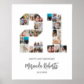 21. Geburtstag Nr. 21 Custom Foto Collage Poster (Vorne)