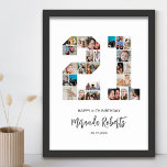 21. Geburtstag Nr. 21 Custom Foto Collage Poster<br><div class="desc">Feiern Sie den 21. Geburtstag mit diesem personalisierten 21 Foto Collage Poster. Dieses individuell gestaltbare Geschenk eignet sich auch für Hochzeitsfeiern. Es ist eine großartige Möglichkeit, wertvolle Erinnerungen aus Ihrer Hochzeit und Ihrem verheirateten Leben zu zeigen. Das Poster enthält eine Collage von Fotos, die diese besonderen Momente erfassen, und kann...</div>
