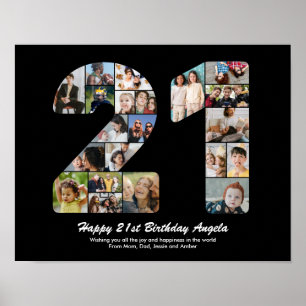 21. Geburtstag Nummer 21 Fotocollage Geschenk Poster