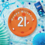 21. Geburtstag Orange Pickleball Pappteller (Party)