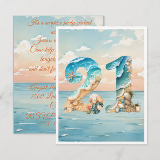 21. Geburtstag Ozean Thema Digital Download Einladung
