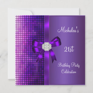 21. Geburtstag Pailletten Lila Diamant Schleife Einladung